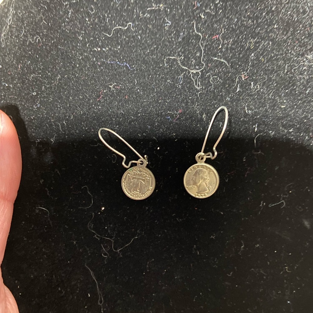 Silver Tine Miniature US Coin Drip Earrings Statement Numismatic